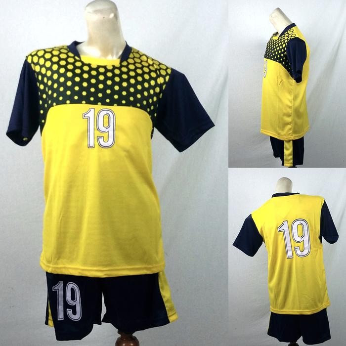 SALE Setelan Baju/Kaos Sepak Bola/Futsal Team/Tim Anak Polkadot Kuning