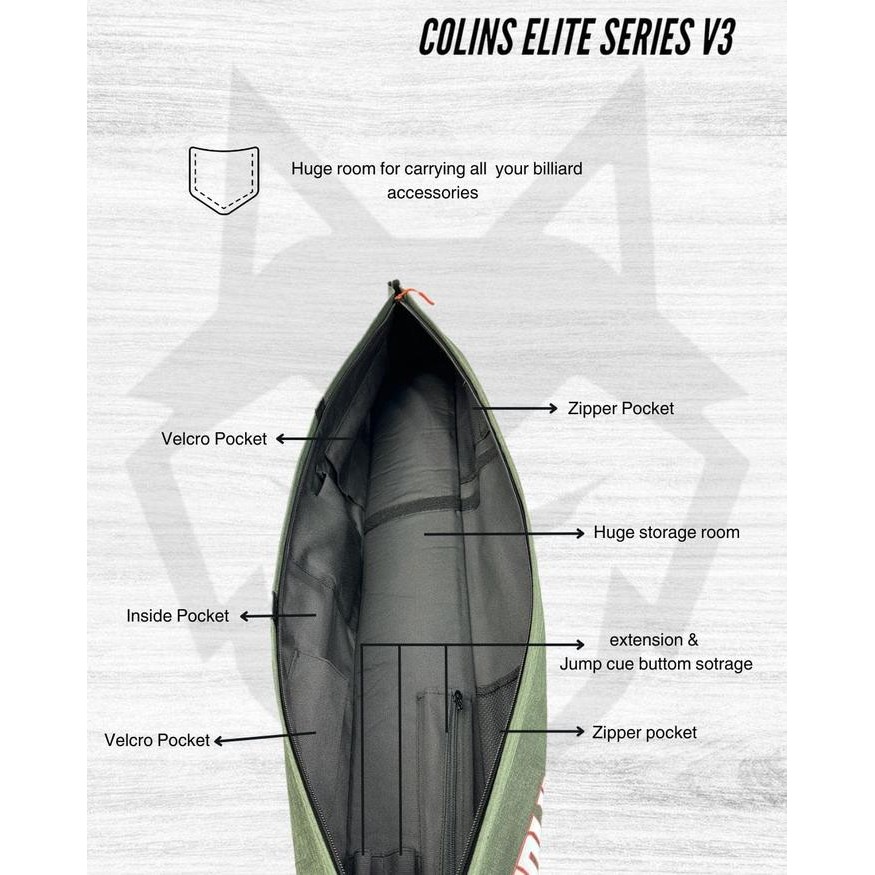 Tas Stick Billiard 4x6 COLINS Billiard Cue Hard Case Tas Stik Billiard