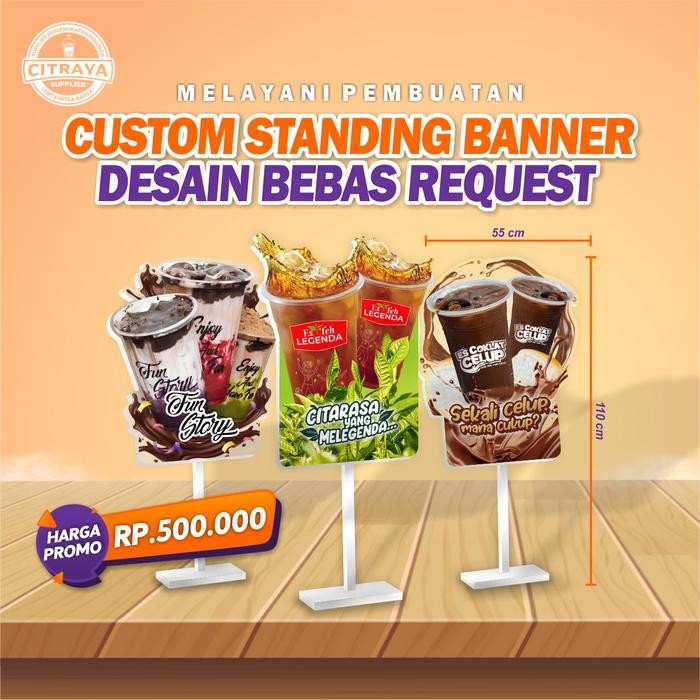 Custome Stand Banner / Stand Banner Kayu / Custome Desain Stand Banner / Custome Stand Banner Kayu