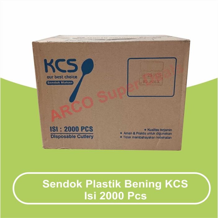 1 DUS Grosir Sendok Garpu Plastik Bening Merk KCS isi 2000 Pcs