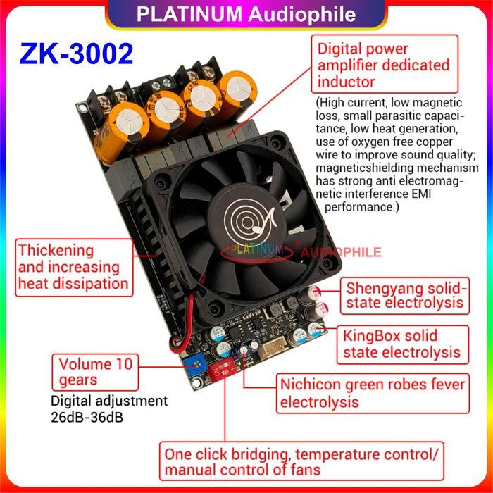 TPA3255 Amplifier Class D Stereo BTL Bridge Hifi HD Sound High Power Amplifier 600W ZK-3002