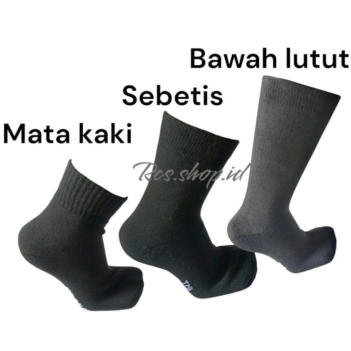 kaus kaki pria dewasa PDL tebal, katun spandek, kaus kaki TNI/POLRI, hitam polos panjang dan pendek