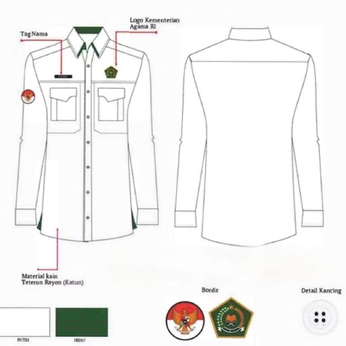 ASLI BAJU KEMENAG WANITA TERBARU 2025 BAHAN RIKAN DRILL / BLOUSE PDH PUTIH WANITA LENGAN PANJANG /