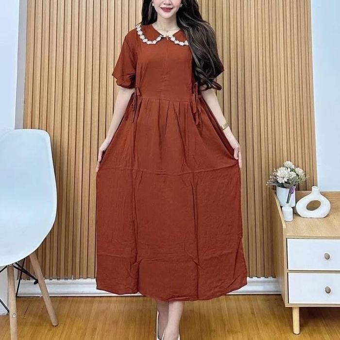 Daster Daster Cibi Polos Kerah Renda Busui Resleting Rayon Tebal Terlaris