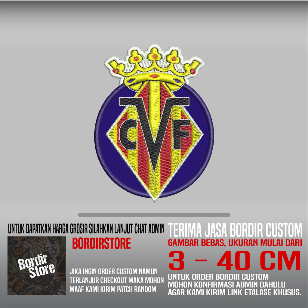 CVF VILLAREAL CF FOOTBALL BS-821 PATCH BORDIR LOGO/EMBLEM