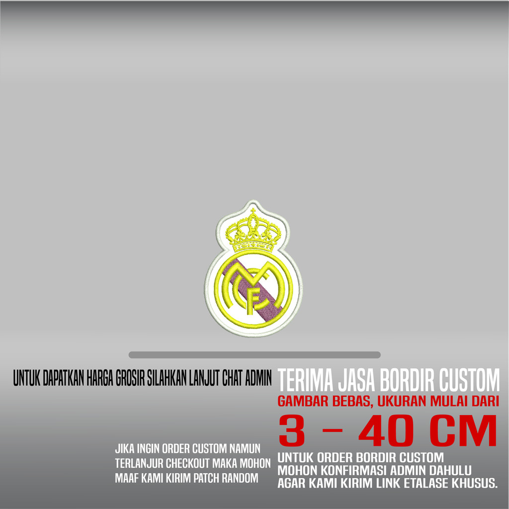 REAL MADRID PUTIH KUNING COKLAT PATCH BORDIR LOGO/EMBLEM | HDP-478