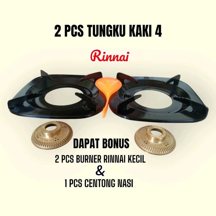 TERMURAH Rinnai Tatakan Tungku Besi Kompor Rinnai Kecil 2 Pcs Besi Tungku Kaki 4 Bonus 2 Burner Ring