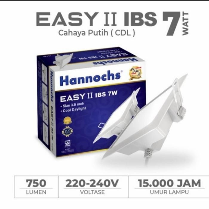 dfue- Lampu Downlight Plafon Led Hannochs Easy Ibs 7 Watt Kotak Square