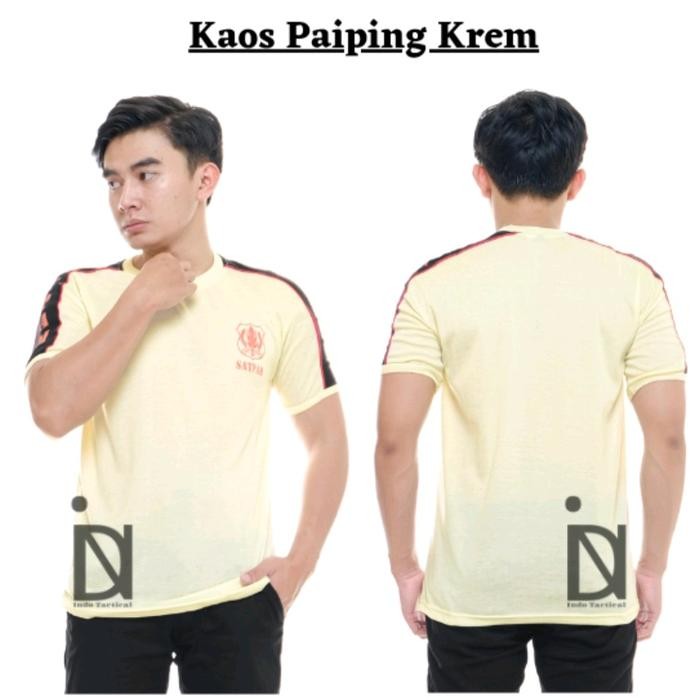 Baju Kaos Satpam Krem paiping, KAOS dalam krem security, kaos dalam security kaos satpam terbaru