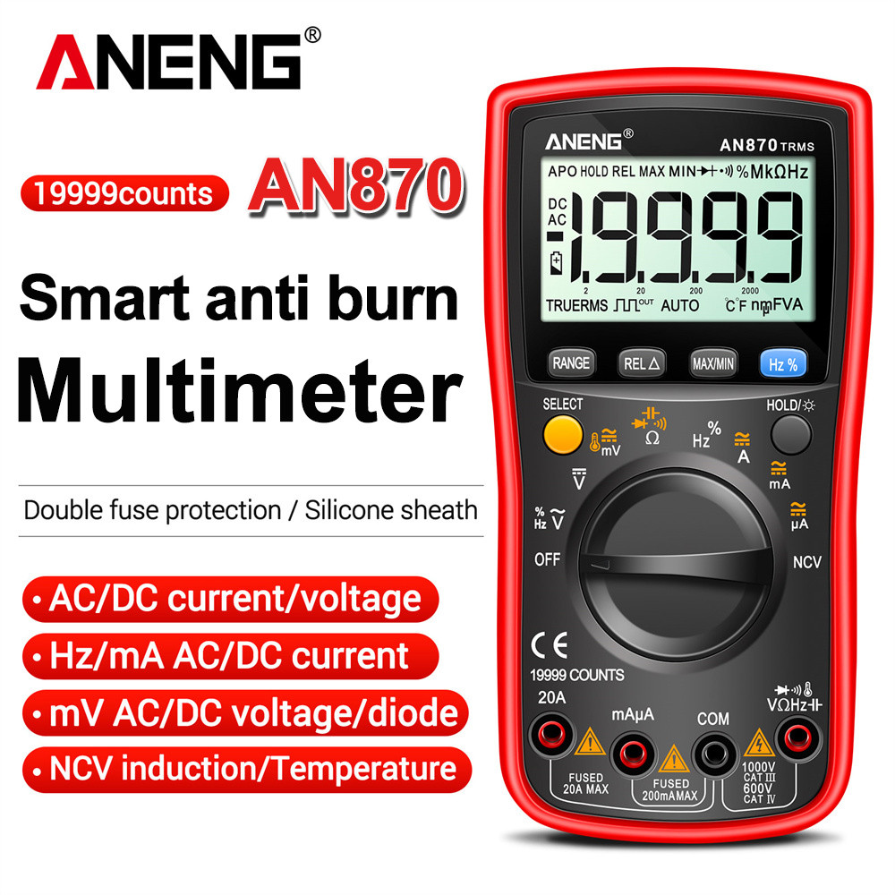 Aneng An870 Smart Multimeter Digital Profesional 19999 Counts Ac Voltage Tester Current Ncv