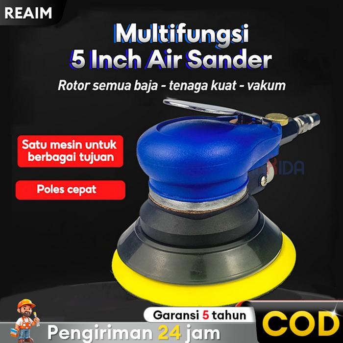 Dongcheng Tools - Reaim Air Orbital Sander 15000 Rpm, Sander Orbital 5 Inch, Mesin Amplas Orbital