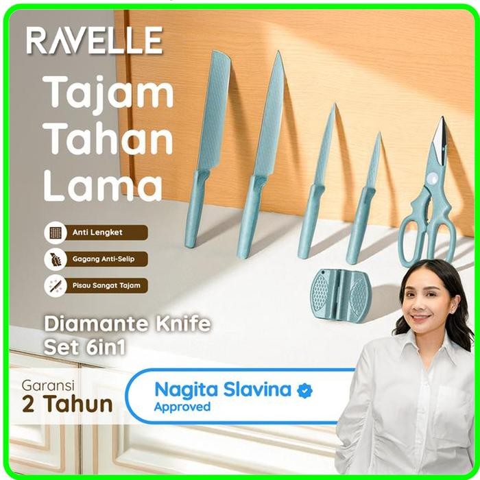 RAVELLE PISAU SET Like STEIN/RAVELLE Knife Set + Talenan - Milky Cream