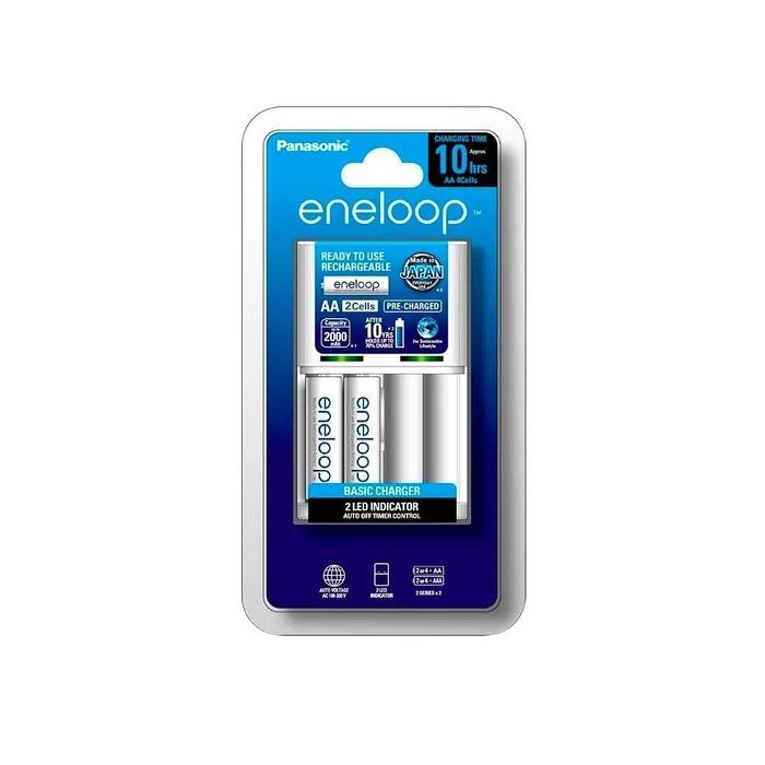a8lq- Panasonic Charger Kit Eneloop + 2 Pcs Baterai Eneloop Aa Rechargeable Battery Eneloop