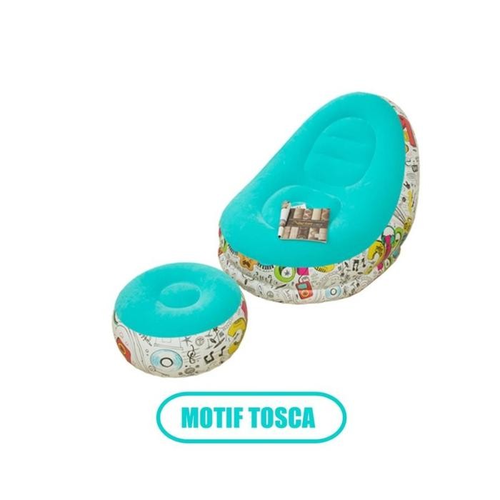 Aquatic Sofa Angin Kursi Angin Santai Dengan Sandaran Kaki Inflatable Sofa Motif Pasti Promo