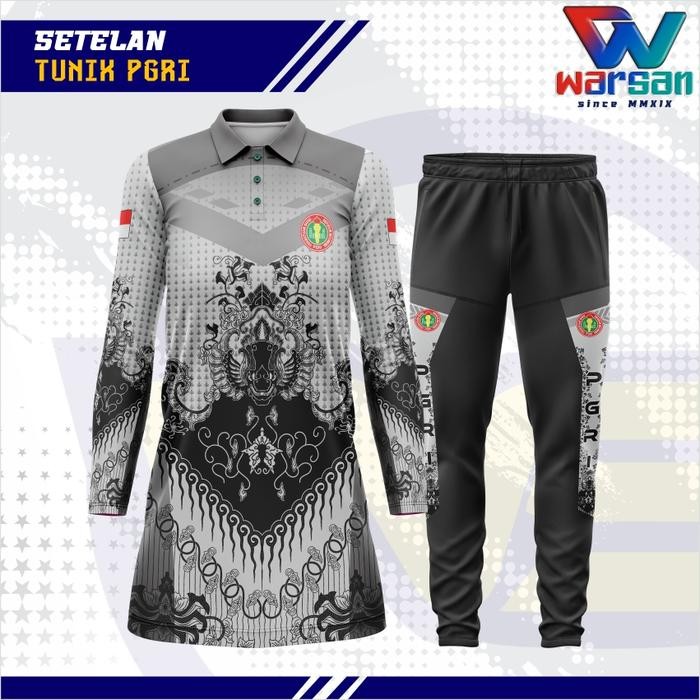 SIAPKIRIM SETELAN OLAHTUNIK PGRI / SERAGAM TUNIK PGRI FULLPRINTING / TUNIK & TRAINING PGRI WARSAN