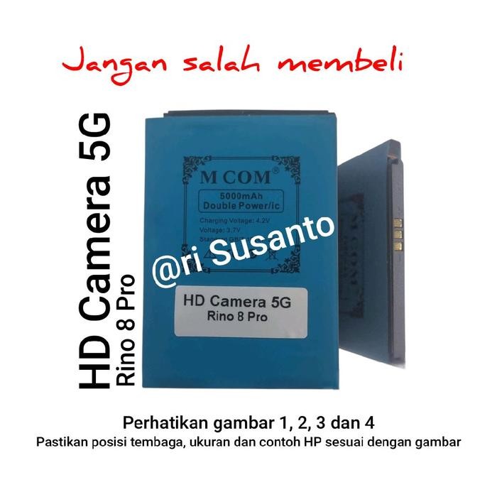 Baterai MCOM for HD Kamera 5G Rino 8 Pro Double Power 5000mAh batere batre batrai battery