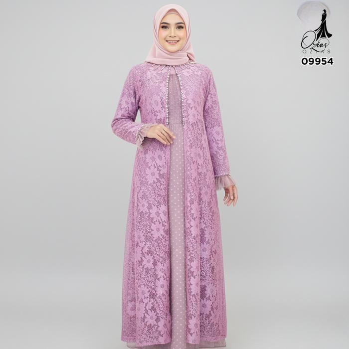 GAMIS OZIAS BROKAT GLITER 09954 LD 105 I Gamis Fashion Muslimah I Gamis Lebaran Motif Nyaman - lilac