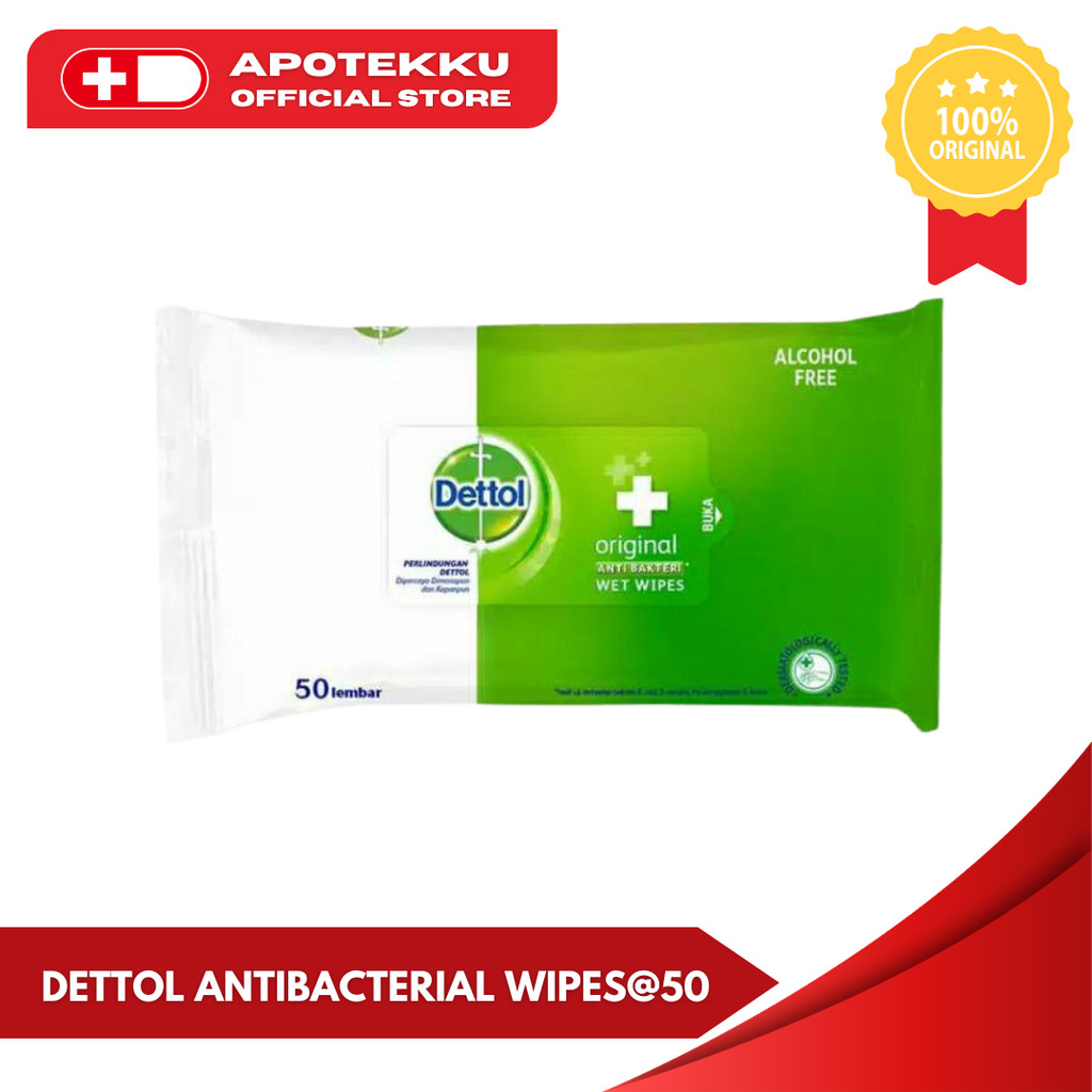 Dettol Antibacterial Tisu Basah Pembunuh Kuman (50 Lembar)