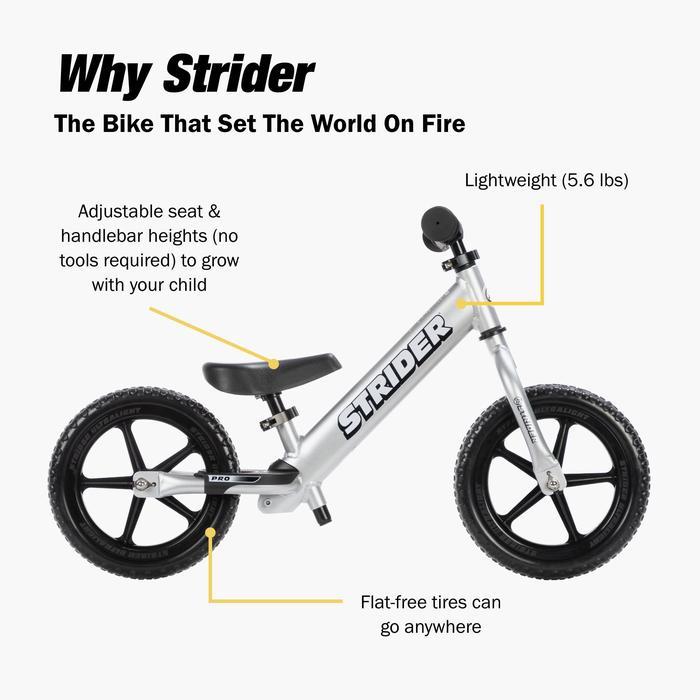 STRIDER BIKE 12 PRO SILVER