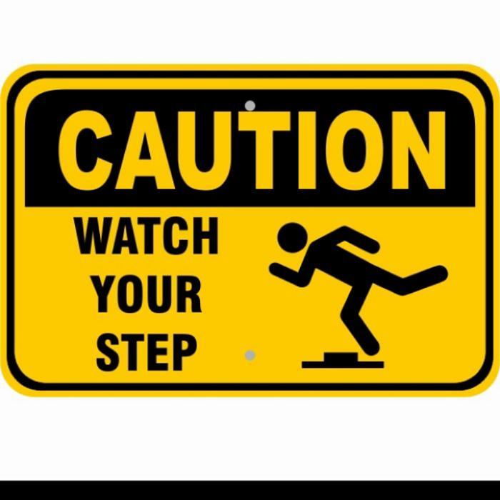 Sticker C A U T I O N. Watch Your Step Ukuran 15 X 20Cm