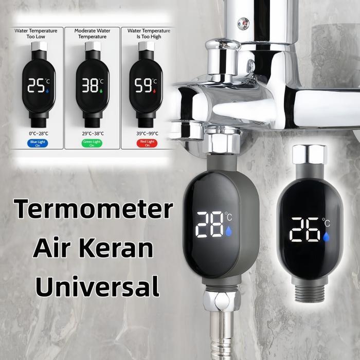 ready Termometer Air Keran Universal Termometer Shower LED Monitor Suhu Air Keran Mandi Waterproof