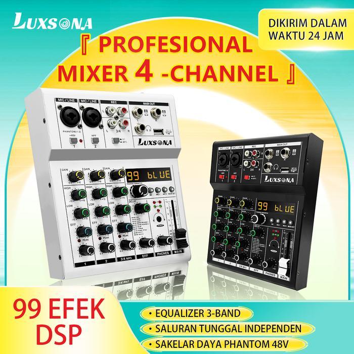 AUDIO MIXER 4 SALURAN/MIXER DENGAN REVERB BAWAAN/MIXER AUDIO MURAH/MISKER MINI PREMIUM