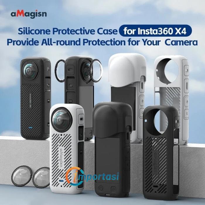 AMAGISN FULL SET SILICONE CASE + LENS CAP FOR INSTA360 X4 CASING BODY
