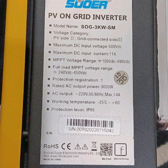 Inverter Grid Tie Suoer On Grid 3KW Dengan Limiter dan Wifi