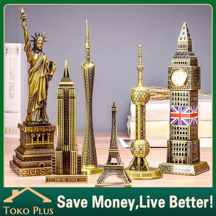 Patung Liberty / Big Ben London / Menara Eiffel Landmark Arsitektural