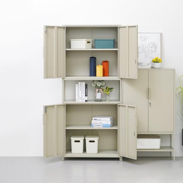Informa Lynd Lemari Arsip Kantor Metal 4 Pintu - Krem Beige Cabinet Shelving Lemari Dinding