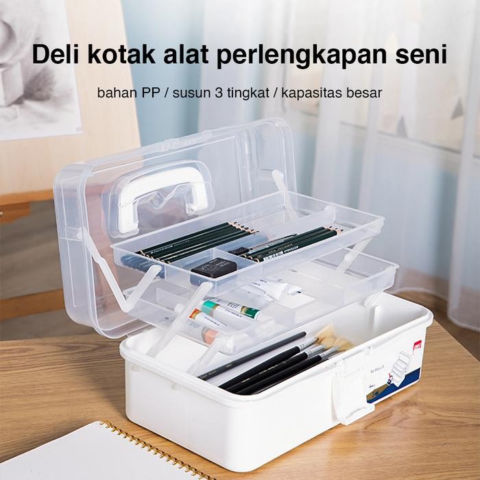 

Pilihan- Deli Large Art Toolbox / Kotak Peralatan Seni Besar 68302 68303 Plastik Putih