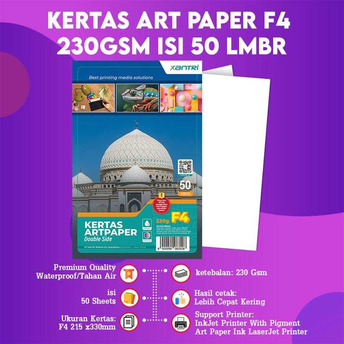 

Pilihan- Kertas Art Paper Xantri Original A4 260Gsm 230Gsm 50Pcs 100Gsm Isi 100 Double Side F4
