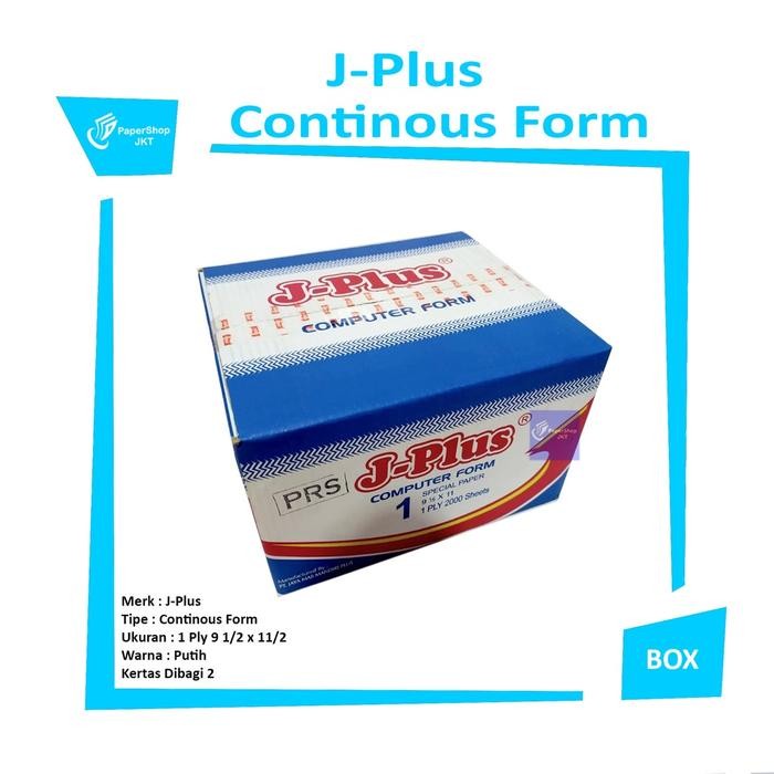

Jplus Continous Form 1 Ply 9 1/2 x 11/2 Hvs Kertas Komputer