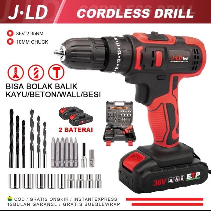 Jld Cordless Drill 36V Mesin Bor 36V Jld Tools Impact Drill 36V