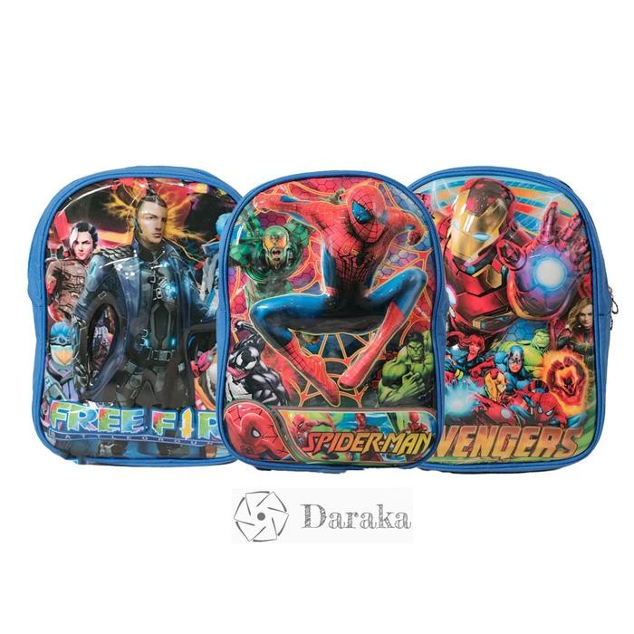 

Tas Ransel Sekolah Anak Laki 3 Dimensi Paud & TK umur 2-4 tahun Motif Avengers Spiderman & Free Fire