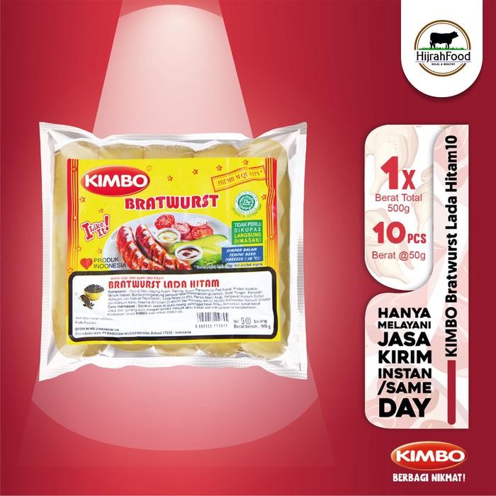

Pilihan- Kimbo Sosis Sapi Bratwurst Lada Hitam Black Pepper Sausage (500 Gr)