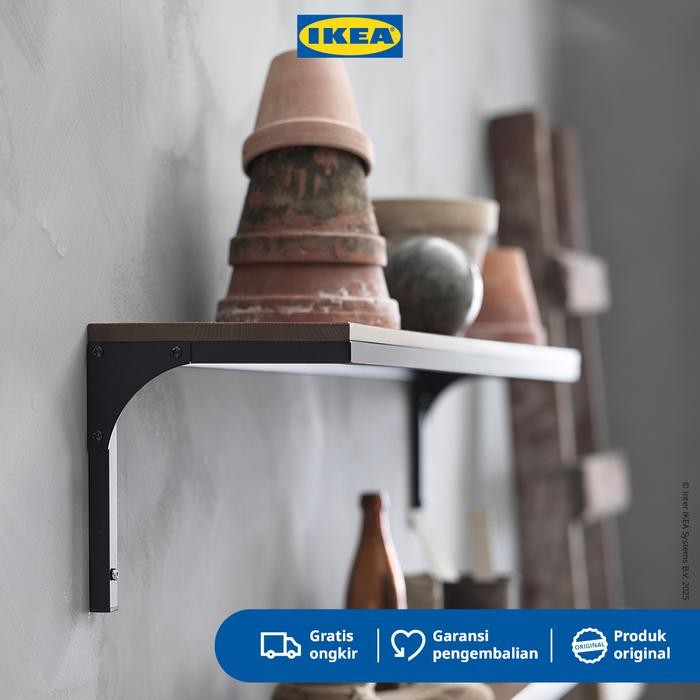 IKEA FJLLBO Rak Dinding Hitam Minimalis 101x20 cm Kayu
