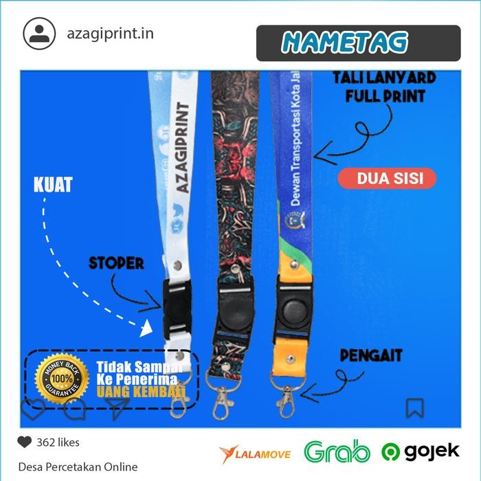 

New Cetak Lanyard / Tali Id Card Full Color 2 Sisi Kualitas Tajam / Azagi