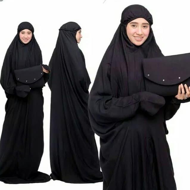 Mukena Terusan Polos / Mukena Polos Hitam Putih / Mukena / Kado Hadiah