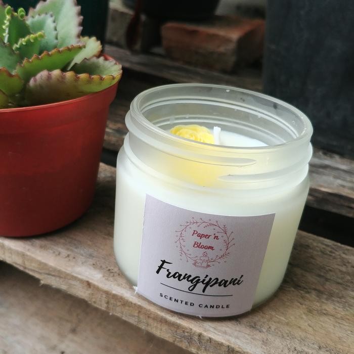 Frangpani Scented Candle Frosted Jar
