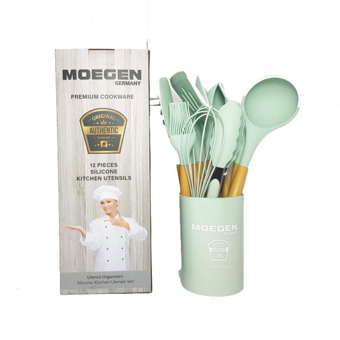 MOEGEN 12 pcs silicone kitchen utensils set / spatula silicone /sodet silicone / utensils turner /