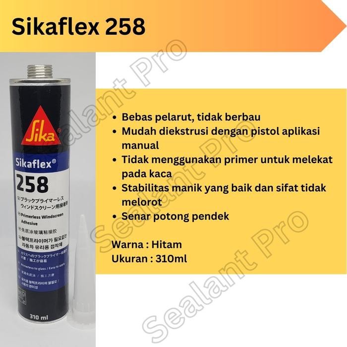 Pilihan- Sealant Kaca Mobil Sikaflex 258 Lem Kaca Mobil - Hitam