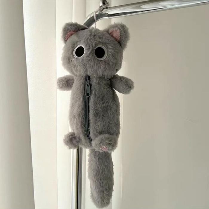 

Tempat Pensil Boneka Mewah Tas Alat Tulis/Tas Pensil Kucing Bermata Besar/Kotak Penyimpanan Alat