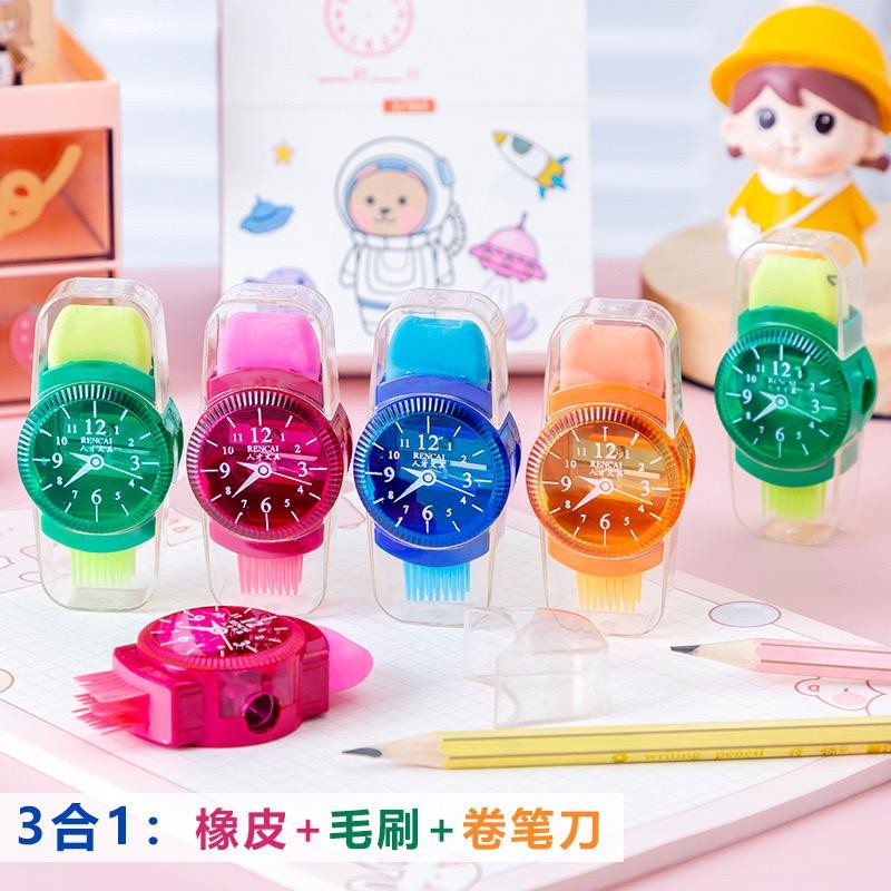 

GB Serutan 3 In 1 Bentuk Jam Serutan Penghapus Sikat