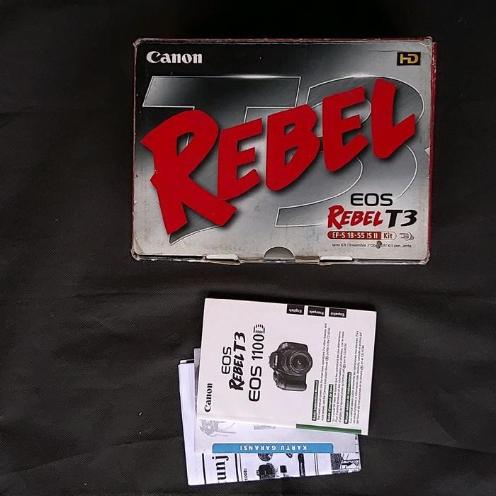 Kamera Canon Eos Rebel T3 1100D Manual Book Dan Box Kotak Saja Second