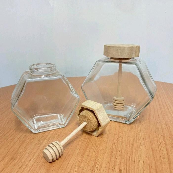 KEMASAN BOTOL KACA MADU HEXAGONAL Hexagonal Honey Glass Jar