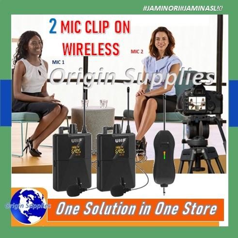 Ready Microphone Mic DUAL Clip On Wireless UHF Zoom Live Vlogger HP DSLR