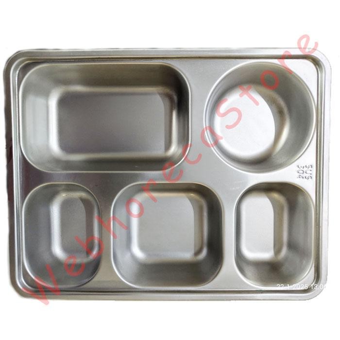Lunch Box Stainless 304 5Compartment w Cover/ Food Tray Plato Sekat 5 Tutup Foodgrade MBG BGN (PRODU