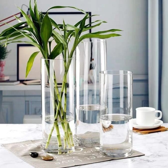 VAS KACA TINGGI BAMBU / VAS BAMBOO / VAS BUNGA KACA BENING / VAS KACA