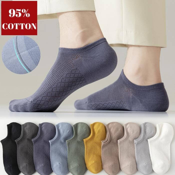 Kaos kaki pria wanita unisex tipis fashion korea pendek bawah mata kaki warna polos bahan katun